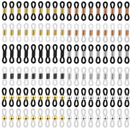 120 Stück Brillenkettenverbinder, 12 Stile, verstellbare Federgummienden für Brillenketten, Schmuckherstellungszubehör (mehrere Stile) von Sliverdew