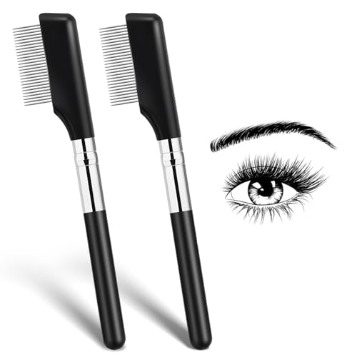 2 Stück Augenwimpern Trenner Metall Wimpernkamm Augenbrauenbürste Wimpern Pinsel Mascara Applikator Wimperntrenner Werkzeug Zähne Pflege Pinsel für Mädchen Damen von Sliverdew