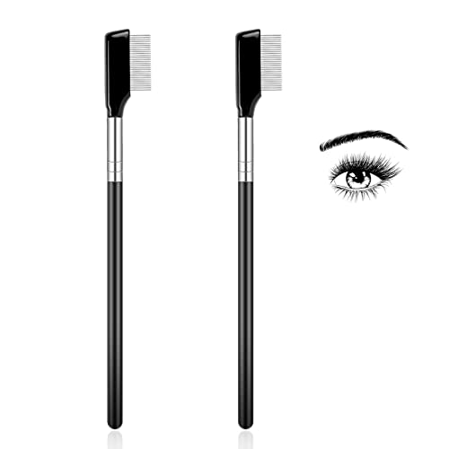 2 Stück Metall Wimpernkamm Augenwimpern Trenner Wimpern Pinsel Augenbrauenbürste Mascara Applikator Wimperntrenner Werkzeug Zähne Pflege Pinsel für Mädchen Frauen von Sliverdew