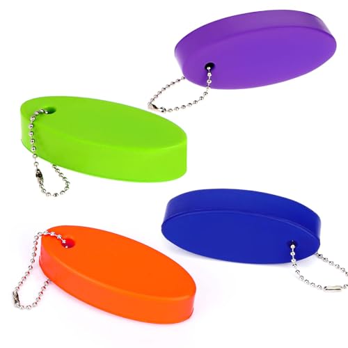 4 Stücke Ovaler Schlüsselanhänger Schwimmend, Mehrere Farben Leichtes Schwimmender Schlüsselanhänger Boot Wassersport Zubehör für Bootfahren Schwimmen Tauchen Angeln von Sliverdew