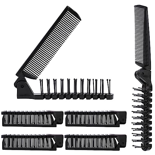 6 Stück Tragbarer Kleine Kamm Faltbare Haarbürste Schwarz Klappkamm Reise Haarbürste Massagekopfbürste Doppelköpfig Kamm Mini Taschen-Haarbürste für Frauen Männer von Sliverdew