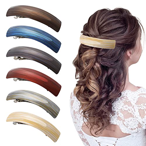 6 Stück große Retro-Haarspangen, Acryl, automatische Haarspangen, klassisch, einfache Haar-Accessoires, elegante französische Clip-Haarspangen für Frauen und Damen, dickes Haar von Sliverdew