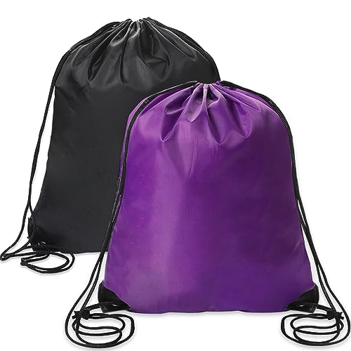 Sliverdew Rucksack mit Kordelzug, Schwarz, für Fitnessstudio, Großpackung, Sack, Großpackung, Rucksack, schwarz/violett, 40 × 35cm, Rucksack mit Kordelzug von Sliverdew