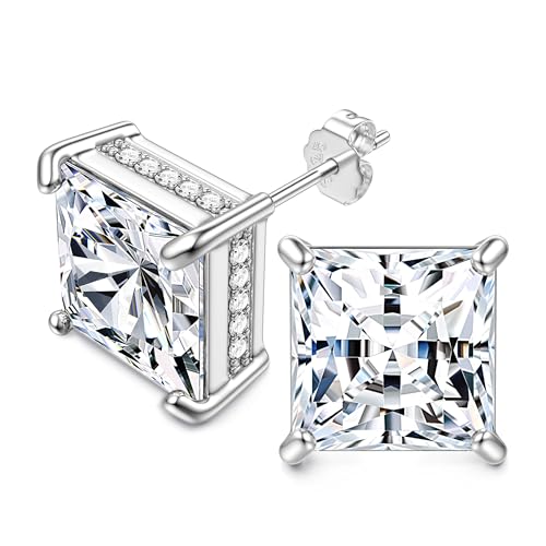 Sllaiss 1 Paar Zirkonia 925 Sterling Silber Ohrringe CZ Ohrstecker Frauen Ohrstecker Herren Weißgold überzogen Frauen Ohrring Silber Schmuck Silber Ohrstecker Ohrringe von Sllaiss