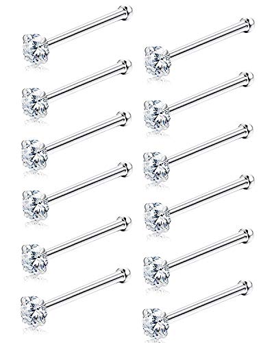 Sllaiss 12 Stücke Nasenstecker Made with Österreich Kristall Klein Nasenpiercing für Frauen Männer 316L Edelstahl Nasenpiercing Set 1.5MM Nasenpiercing Stecker Körperschmuck von Sllaiss