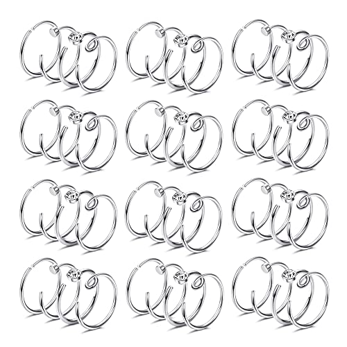 Sllaiss 48 Stück 20 g Edelstahl-Nasenreifenring Einfacher CZ runder C-förmiger offener Nasenring gemischte Farbe 8 mm 10 mm Nasenring für Frauen Männer Piercing-Schmuckset (silver 8mm) von Sllaiss