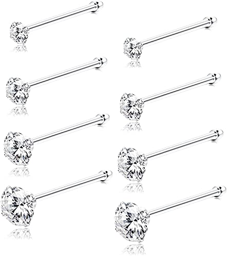 Sllaiss 8 Stück Winzige Sterling Silber Nasenstecker Set für Frauen Mädchen Tschechischer Kristall Nasenpiercing von Sllaiss