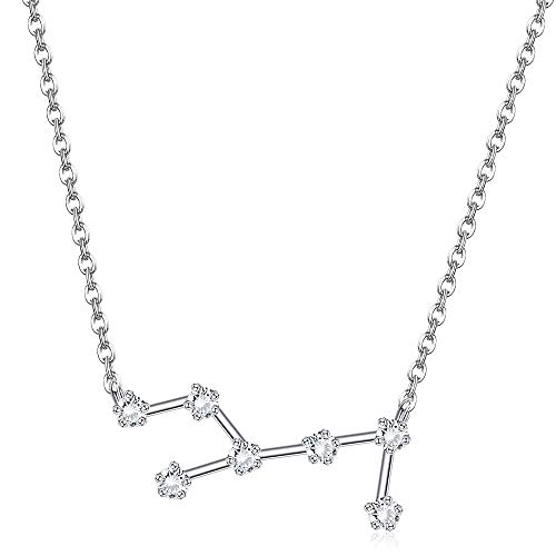 Sllaiss 925 Sterling Silber Horoskop Sternzeichen Halskette für Frauen Mädchen 12 Konstellation Anhänger Halskette Zirkonia Astrologie Halskette Teens Geburtstagsgeschenke von Sllaiss