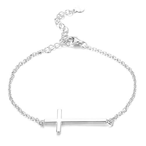 Sllaiss 925 Sterling Silber Kreuz Armband für Frauen Christliches Armband Verstellbar Kette Armband Kreuz Schmuck Weißgold 18K Gold Roségold Armkette von Sllaiss