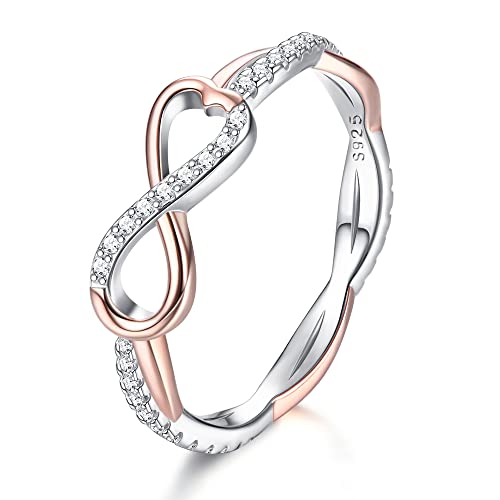 Sllaiss 925 Sterling Silber Unendlichkeit Ring für Frauen Liebe Ring Zirkonia Ring Rosegold Eheringe Verlobungsringe Versprechen Ring Weißgold Ring 10 von Sllaiss