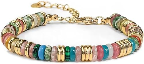 Sllaiss Edelstein Armband Damen, Naturstein Legierung Bunte Goldene Stein Armbänder, Hypoallergen, Hand Verpackt, Chakra Heilsteine, Schmuck Set, Armband Set Jewelry für Weihnachten, Muttertag- 17cm Sllaiss Edelstein Armband Damen, Naturstein Legierung Bunte Goldene Stein Armbänder, Hypoallergen, Hand Verpackt, Chakra Heilsteine, Schmuck Set, Armband Set Jewelry für Weihnachten, Muttertag- 17cm von Sllaiss