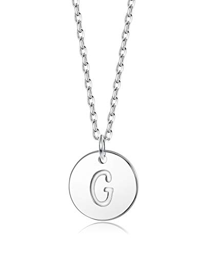 Sllaiss Halskette mit Buchstaben in Silber Runder Initialen-Halskette aus 925 Silber mit Gravur Prägung Alphabet-Halskette von Sllaiss