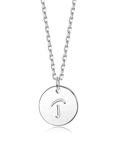 Sllaiss Halskette mit Buchstaben in Silber Runder Initialen-Halskette aus 925 Silber mit Gravur Prägung Alphabet-Halskette von Sllaiss
