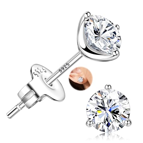 Sllaiss Ohrstecker Ohrringe Silber 925 Damen AAAAA+ Zirkonia Ohrstecker Sterling Silber Ohrstecker für Frauen Weißvergoldet Zirkonia Knorpel Ohrringe Silber 5.25MM von Sllaiss