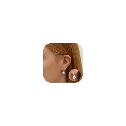 Sllaiss Perlenohrringe Damen Silber 925 Hängend 8MM Süßwasserperlen Weißvergoldet 14K Vergoldet für Frauen Mädchen von Sllaiss