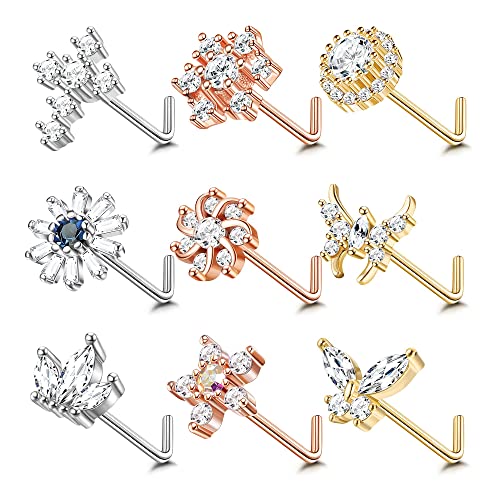 Sllaiss Stainless nose stud for women white gold rose gold nose stud cubic zirconia nose stud shiny delicate von Sllaiss