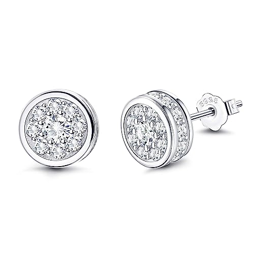 Sllaiss 925 Sterling Silber Ohrstecker Set Kleine Zirkonia Ohrstecker Zierliche runde Blume Stern Ohrstecker für Frauen Weißvergoldeter minimalistischer Schmuck (Stil A) von Sllaiss