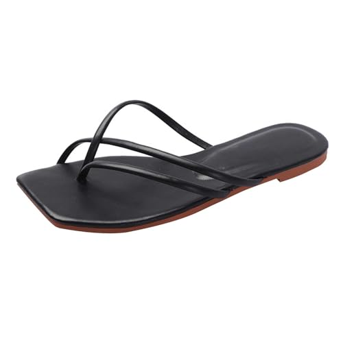 Sllowwa Damen-Flip-Flops, Gladiator-Sandalen für Damen, Strandschuhe, Sommer, breite Passform, mit einem einzigen Riemen, lässig, flache Unterseite, dünne Riemen, Hausschuhe, Slipper, Größe 38, 39, 37 von Sllowwa