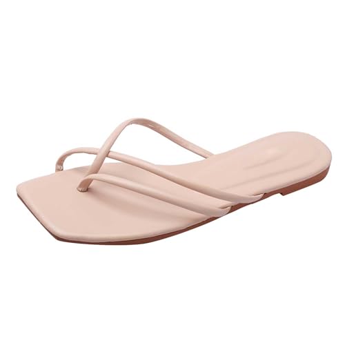 Sllowwa Damen-Flip-Flops, Gladiator-Sandalen für Damen, Strandschuhe, Sommer, breite Passform, mit einem einzigen Riemen, lässig, flache Unterseite, dünne Riemen, Hausschuhe, Slipper, Größe 38, 39, 37 von Sllowwa