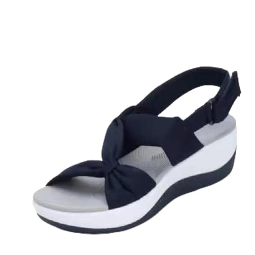 Sllowwa Damen-Sandalen, Größe 37, 38, 39, 40, breite Passform, Sommer, atmungsaktiv, Strandschuhe, große Größe, Schleife, Knoten, Keilabsatz, modisch, römisch, für Damen, offene Zehen, Schwarz, blau Sllowwa Damen-Sandalen, Größe 37, 38, 39, 40, breite Passform, Sommer, atmungsaktiv, Strandschuhe, große Größe, Schleife, Knoten, Keilabsatz, modisch, römisch, für Damen, offene Zehen, Schwarz, blau von Sllowwa