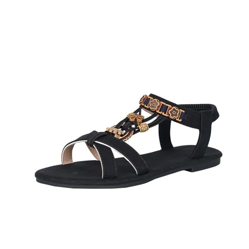 Sllowwa Damen-Sandalen und Slides, Damenschuhe, Größe 5, 6, 7, 8, 4, Sommer, neue runde Zehenpartie, flache Unterseite, schwarz, atmungsaktiv, elastisch, ethnischer Stil, lässig, orthopädisch, breite Sllowwa Damen-Sandalen und Slides, Damenschuhe, Größe 5, 6, 7, 8, 4, Sommer, neue runde Zehenpartie, flache Unterseite, schwarz, atmungsaktiv, elastisch, ethnischer Stil, lässig, orthopädisch, breite von Sllowwa