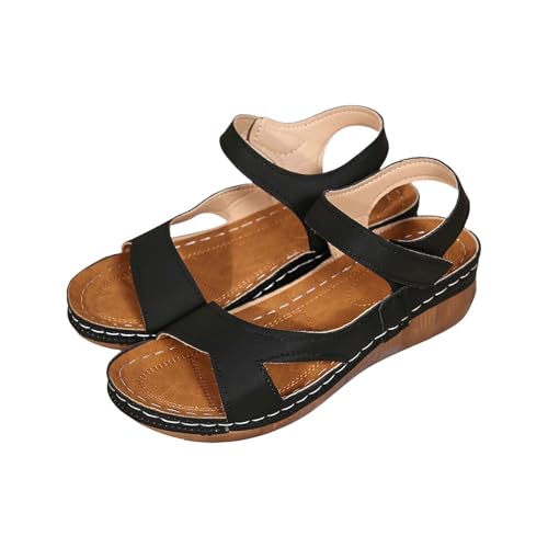Sllowwa Gladiator Sandalen mit Keilabsatz für Damen, weite Passform, leger, seitlicher Hohlgürtel, selbstklebende schräge Unterseite, römische offene Schuhe, Sommermode, Damensandalen, Schwarz Sllowwa Gladiator Sandalen mit Keilabsatz für Damen, weite Passform, leger, seitlicher Hohlgürtel, selbstklebende schräge Unterseite, römische offene Schuhe, Sommermode, Damensandalen, Schwarz von Sllowwa