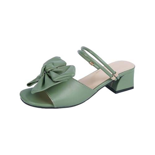 Sllowwa Schwarze Damen-Sandalen mit Schleife, dick, mit Fischmund, modische Damen-Sandalen, breite Passform, Pailletten, offene Zehen, Hausschuhe, grün, 37.5 EU Sllowwa Schwarze Damen-Sandalen mit Schleife, dick, mit Fischmund, modische Damen-Sandalen, breite Passform, Pailletten, offene Zehen, Hausschuhe, grün, 37.5 EU von Sllowwa