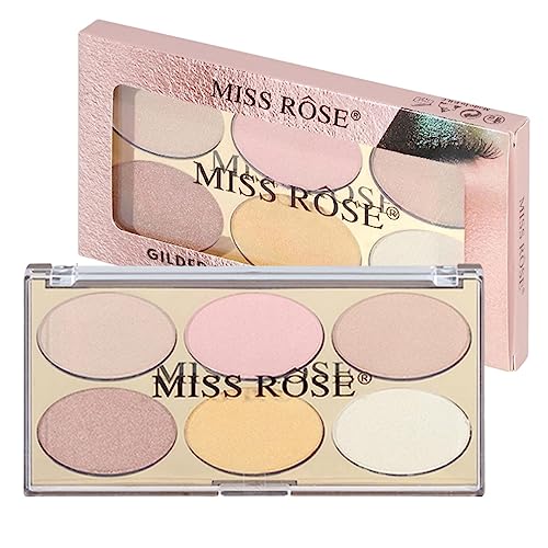 Highlighter-Make-up-Palette | Puder-Highlight-Illuminator 6-Farben-Palette | Makeup Tool Brilliant Lighten Skin Highlight Powder Face für alle Hauttypen von Sloane