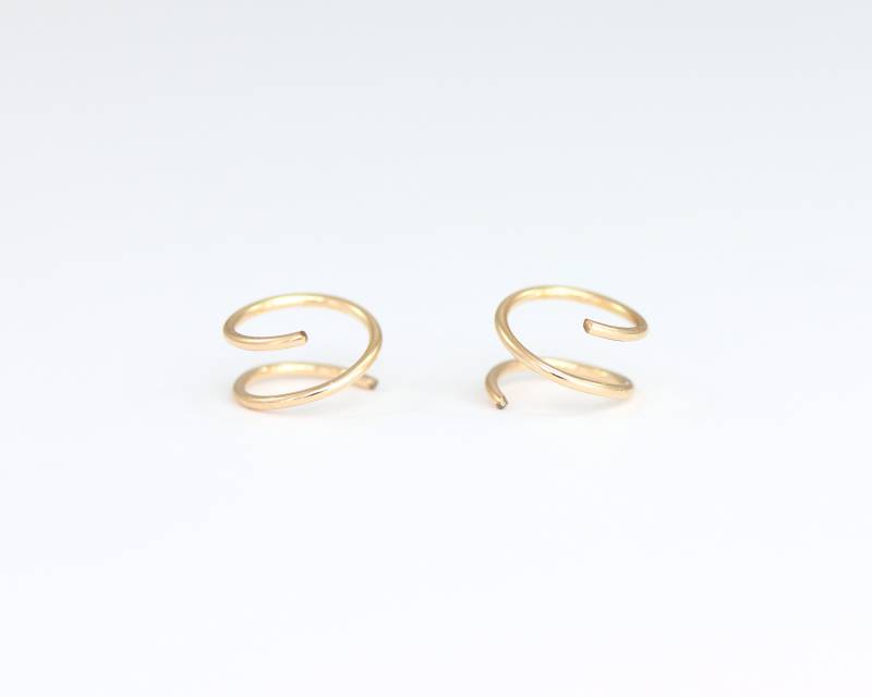 Huggie Ohrringe Spiralen Kleine Gold Hoop 14K Umarmung Hoops Offene Silber Rose Tiny von SloaneJewelryDesign