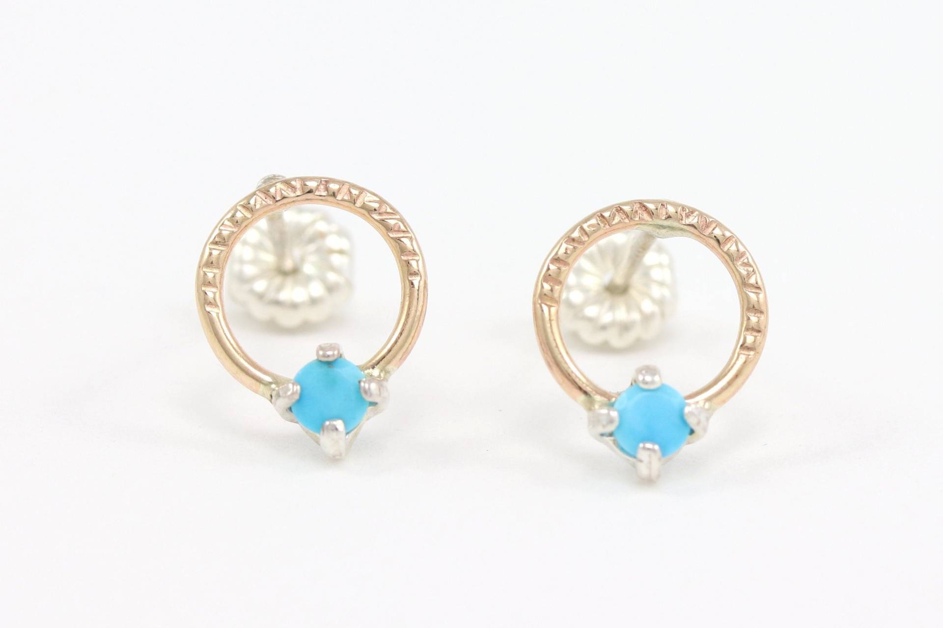 Kreis Edelstein Ohrstecker - Opal Ohrringe Türkis von SloaneJewelryDesign