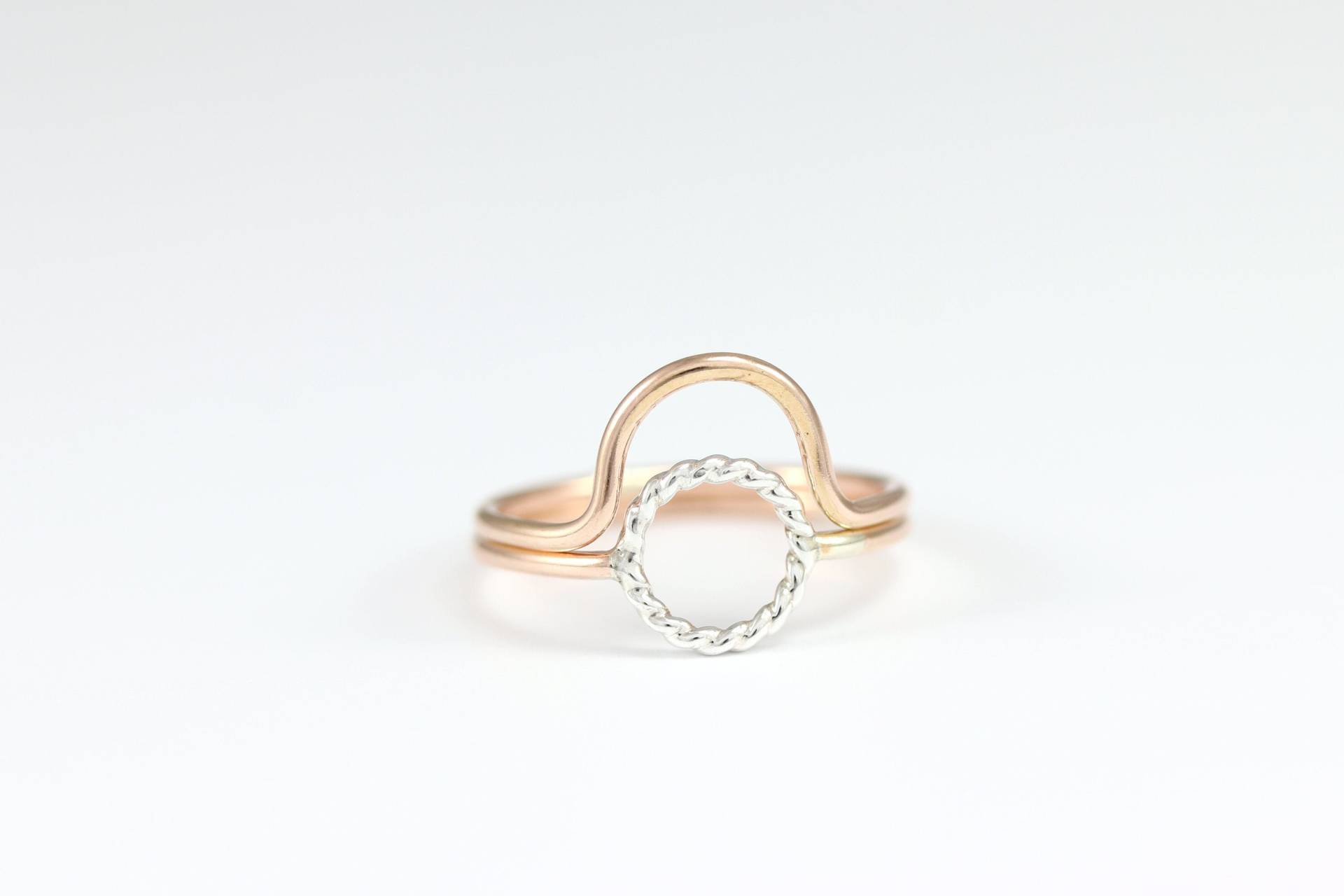 Kreis Ring Set - Stapelring Aus Zwei Ringen Roségold Ringe Gold Filled von SloaneJewelryDesign