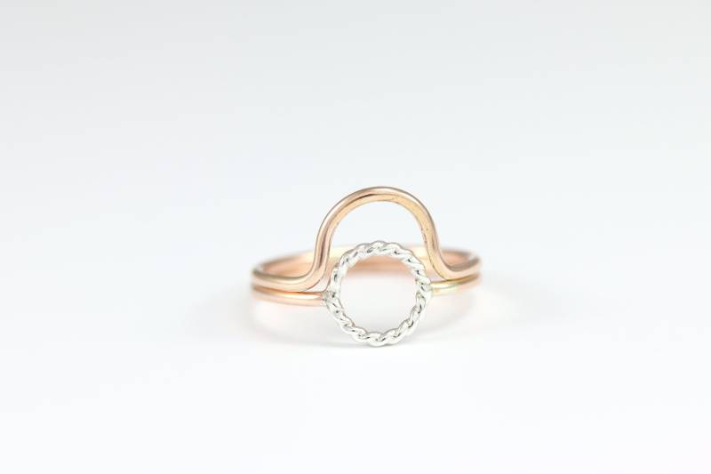 Kreis Ring Set - Stapelring Aus Zwei Ringen Roségold Ringe Gold Filled von SloaneJewelryDesign
