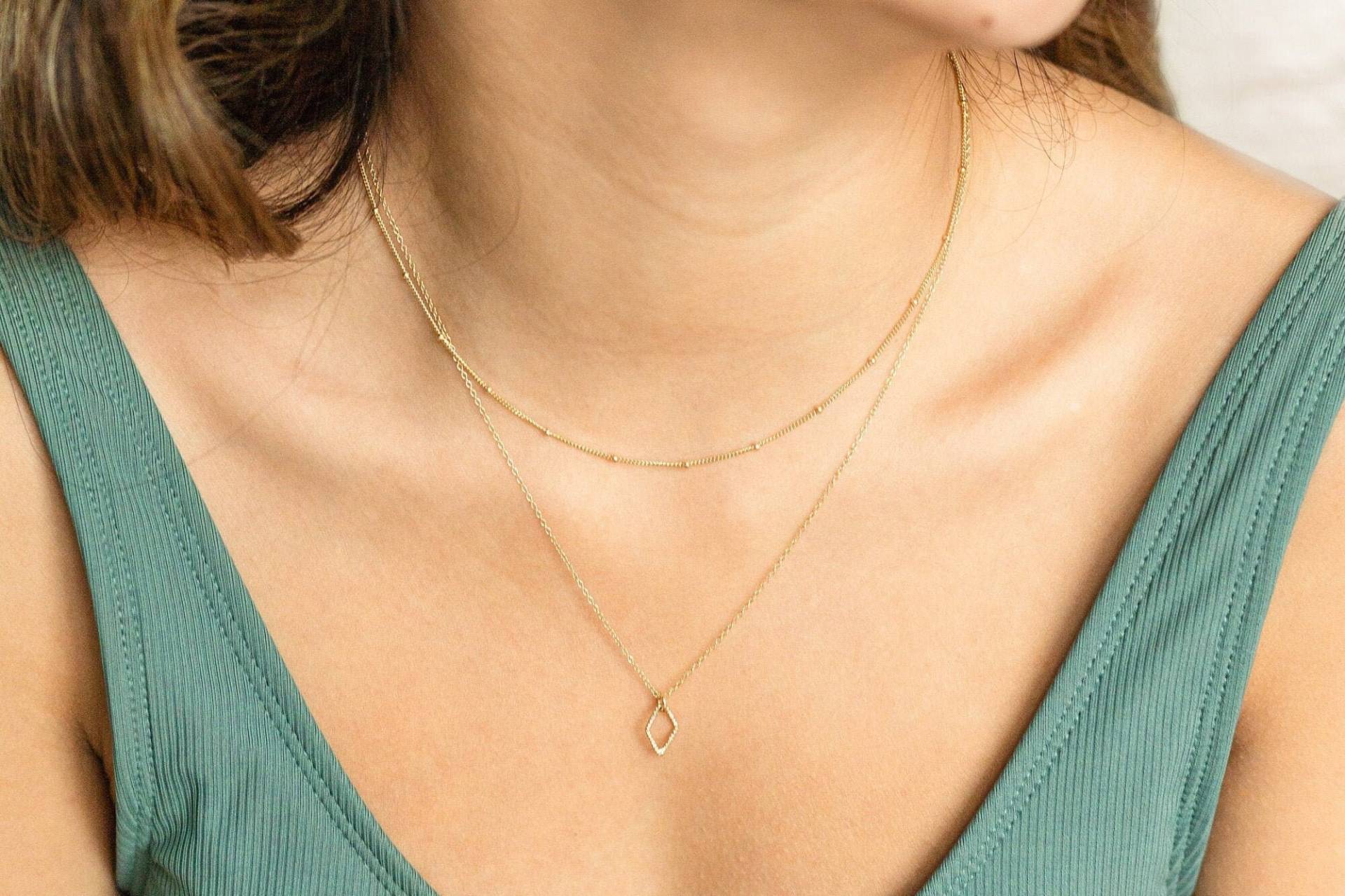 Layered Diamant Halskette - 14K Gold Gefüllt Anhänger Sterling Silber Layering von SloaneJewelryDesign