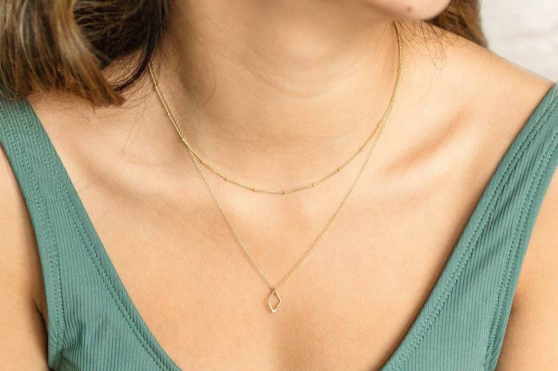 Layered Diamant Halskette - 14K Gold Gefüllt Anhänger Sterling Silber Layering von SloaneJewelryDesign