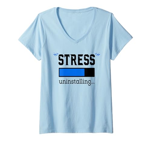 Damen Slogan Stress DEINSTALLIEREN: Lustige Motivationsinspiration T-Shirt mit V-Ausschnitt Damen Slogan Stress DEINSTALLIEREN: Lustige Motivationsinspiration T-Shirt mit V-Ausschnitt von Slogan STRESS DEINSTALLIEREN Lustige Motivation