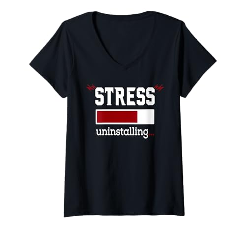 Damen Slogan Stress DEINSTALLIEREN: Lustige Motivationsinspiration T-Shirt mit V-Ausschnitt Damen Slogan Stress DEINSTALLIEREN: Lustige Motivationsinspiration T-Shirt mit V-Ausschnitt von Slogan STRESS DEINSTALLIEREN Lustige Motivation