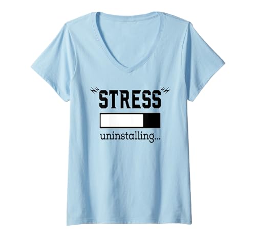 Damen Slogan Stress DEINSTALLIEREN: Lustige Motivationsinspiration T-Shirt mit V-Ausschnitt Damen Slogan Stress DEINSTALLIEREN: Lustige Motivationsinspiration T-Shirt mit V-Ausschnitt von Slogan STRESS DEINSTALLIEREN Lustige Motivation