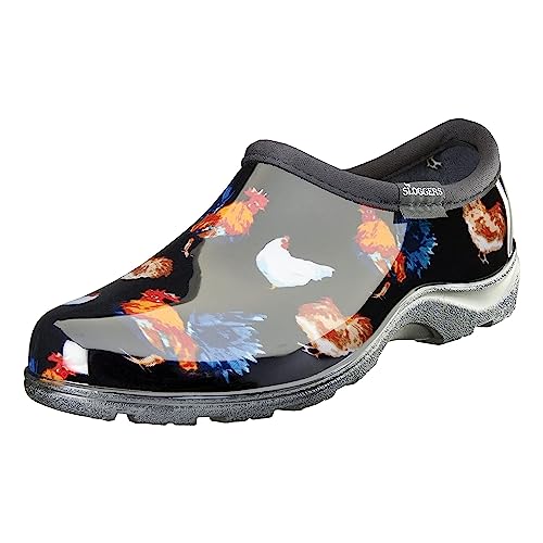 Sloggers Damen Regen-& Gartenschuhe Wasserdichter Komfortschuh, Klassisches Huhn, Schwarz von Sloggers