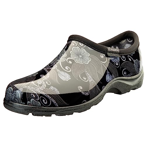 Sloggers Wasserdichter Gartenschuh für Damen - Outdoor Slip-On Regen und Garten Clogs mit Premium Comfort Stütz-Innensohle, (Floral Mod Black), (Größe 42) von Sloggers