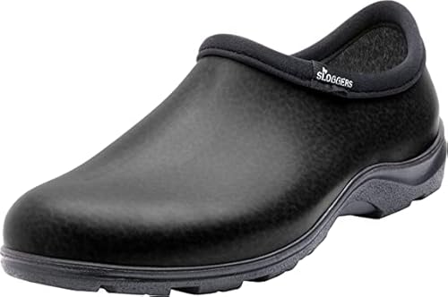 Sloggers Wasserdichter Gartenschuh für Herren - Outdoor Slip On Regen und Garten Clogs mit Premium Comfort Support Innensohle, (Schwarzes Leder), (Größe 43) von Sloggers