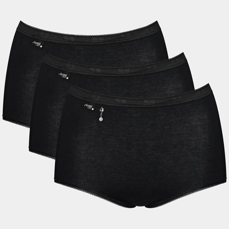 Sloggi Basic H Pearl 3-Pack maxi Slip, Schwarz, Größe: 46, Damen von Sloggi