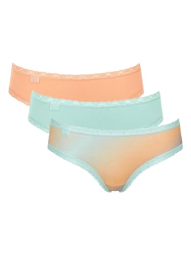 Sloggi Damen 24/7 Weekend Tai Brief 3er Pack, Orange/Hellblau/Blau Ombré, 36 von Sloggi