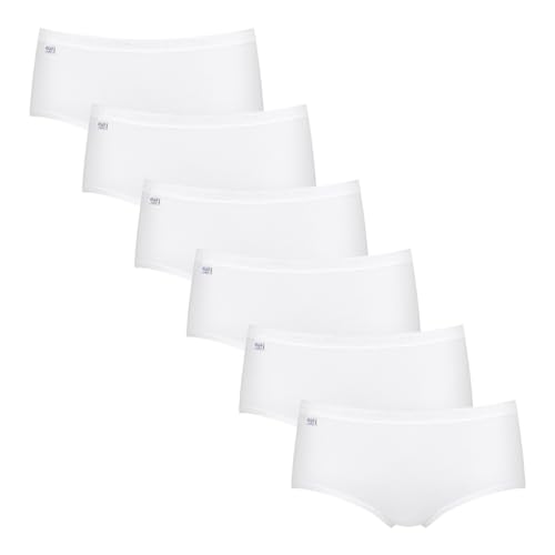 Sloggi Basic+ Midi Slip aus Baumwolle, Damen Unterhosen, Bequeme Damen Unterwäsche für den Alltag, Baumwoll Slip Damen im 6er Pack (50 Weiß) von Sloggi