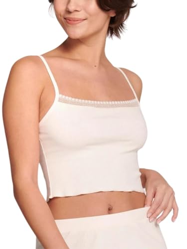 sloggi Damen GO Ribbed Crop top Pyjamaoberteil, Angora, L von Sloggi