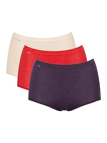 Sloggi Damen Slip (3er Pack), Nude/Rot/Lila, 50 von Sloggi