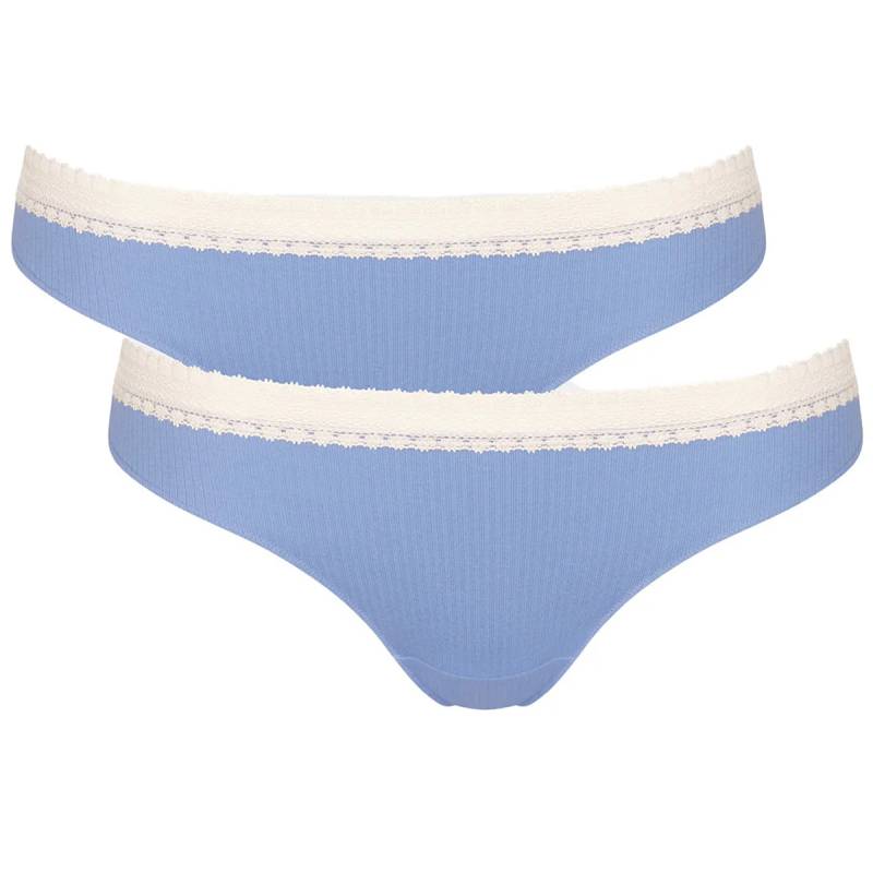 Sloggi GO Ribbed 2-Pack Brazilian Slip, Blau, Größe: L, Damen von Sloggi