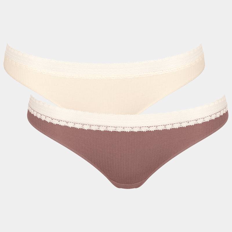 Sloggi GO Ribbed 2-Pack Brazilian Slip, Multi, Größe: L, Damen von Sloggi