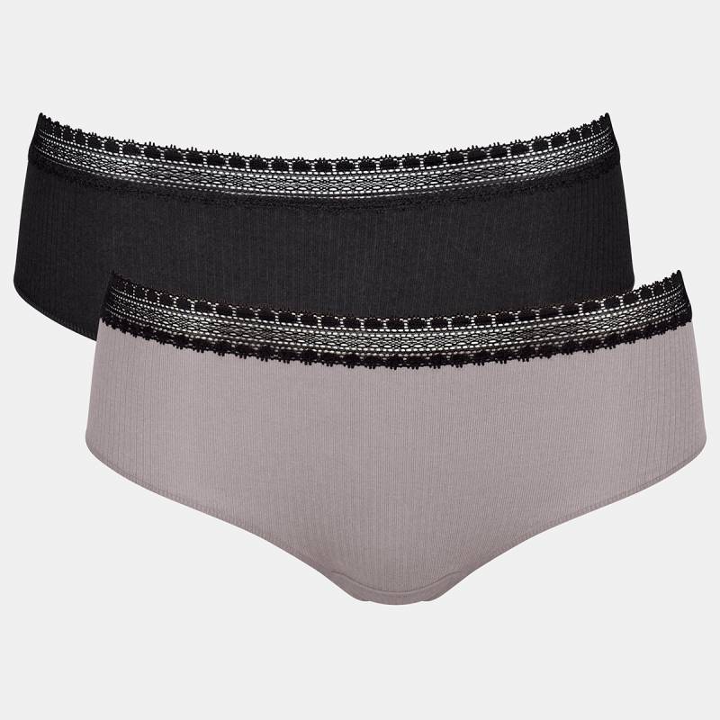 Sloggi GO Ribbed 2-Pack Hipster Slip, Multi, Größe: L, Damen von Sloggi