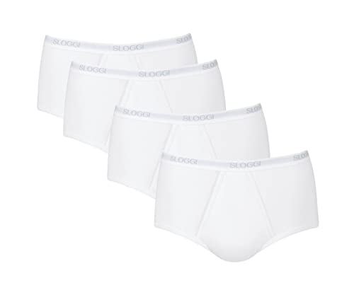 Sloggi Herren Basic Maxi Slip hoch mit Öffnung Packung 2P + 2P = 4 Slips aus elastischer Baumwolle, 003 Weiß, XL von Sloggi