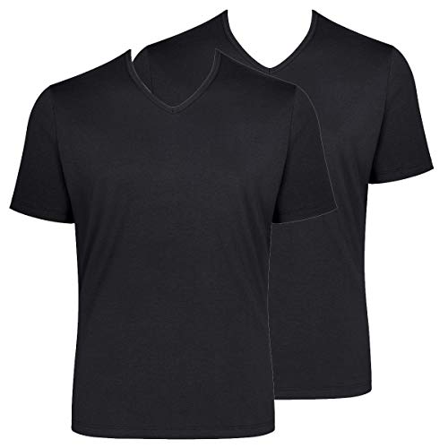 Sloggi Men - GO - T-Shirt mit V-Ausschnitt - Regular Fit - 2er Pack (L Schwarz) von Sloggi